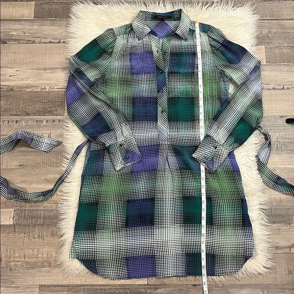 BCBG MaxAzria 100% silk popover belted shirt dress like new S